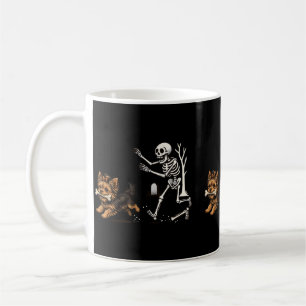 Halloween skelett jagande Yorkie hund spöklik husd Kaffemugg