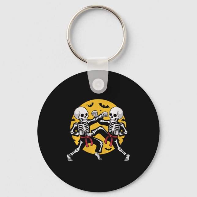 Halloween skelett karate kampsport Premium Nyckelring (Framsida)