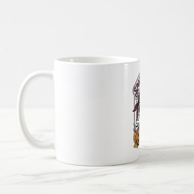 Halloween skelett katt vintage pumpa grafik_1 kaffemugg (Vänster)