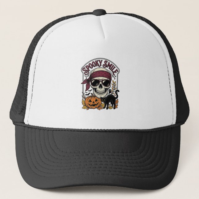 Halloween skelett katt vintage pumpa grafik_1 keps (Framsida)