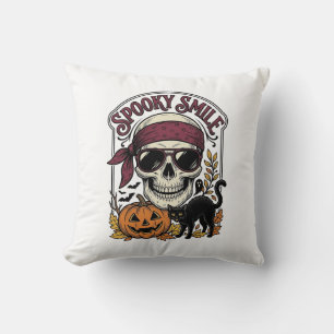 Halloween skelett katt vintage pumpa grafik_1 kudde