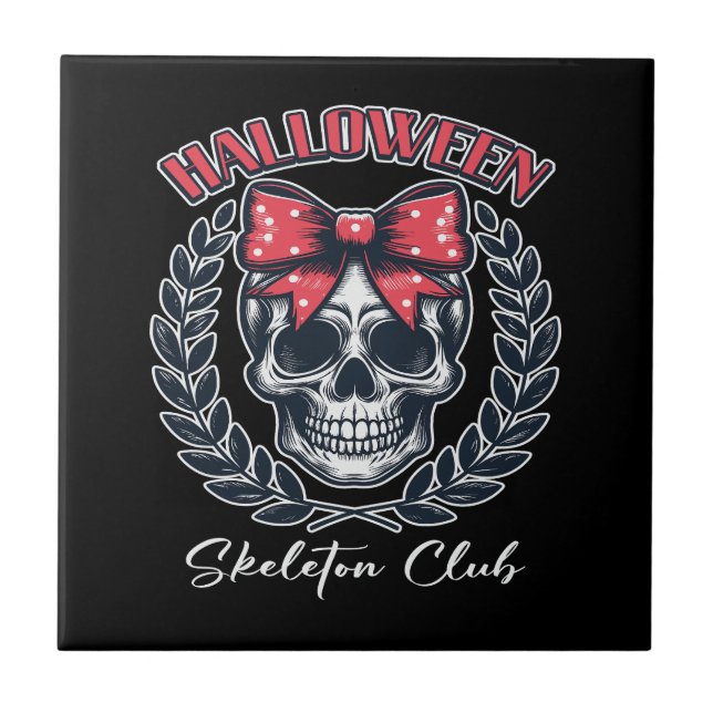 Halloween Skelett Klubb Kakelplatta (Framsidan)