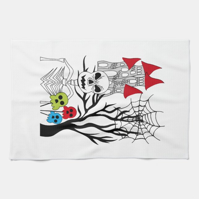 halloween skelett   kökshandduk (Horisontell)