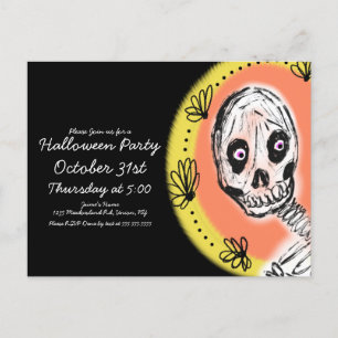 Halloween skelett konst fest inbjudan