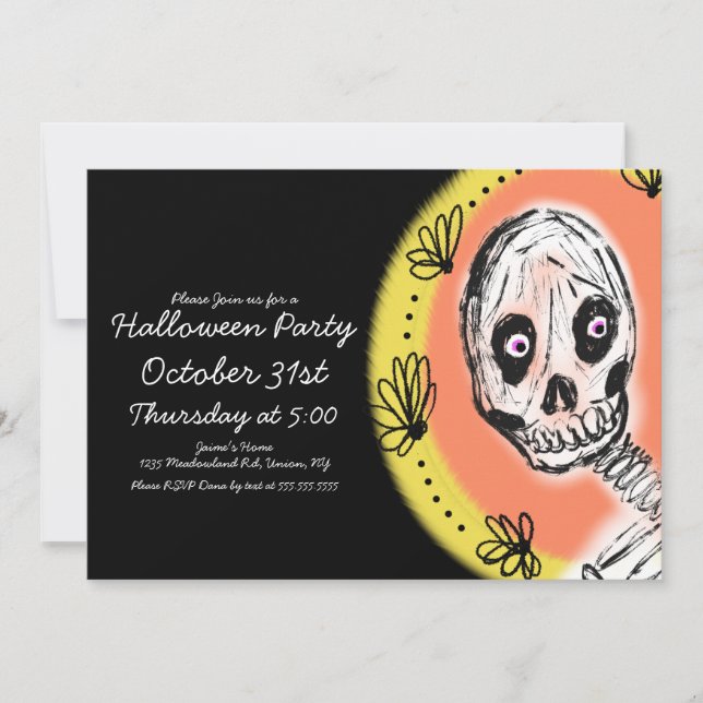 Halloween Skelett Konstfest Inbjudningar (Framsida)
