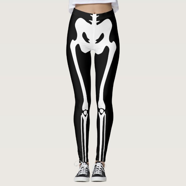 Halloween skelett. Lägga benen på ryggen ben Leggings (Framsida)