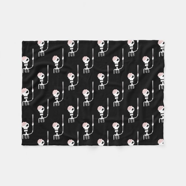 Halloween-skelett med svärd  fleecefilt (Framsidan (Horisontell))