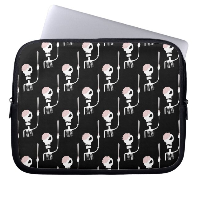 Halloween-skelett med svärd laptop fodral (Framsidan)