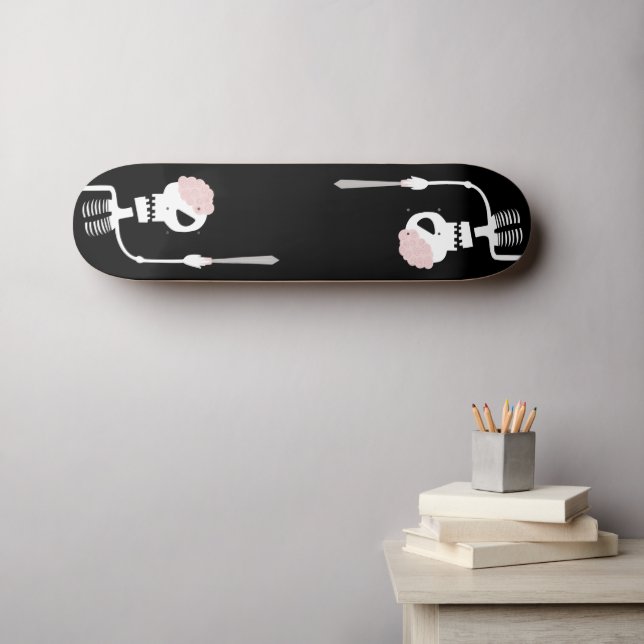 Halloween-skelett med svärd mini skateboard bräda 18,5 cm (Väggkonst (Horz))