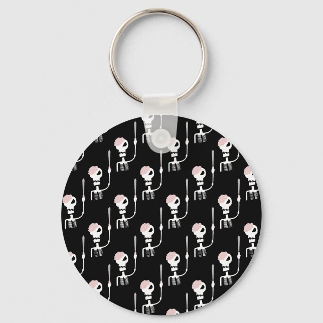 Halloween-skelett med svärd  nyckelring (Framsida)
