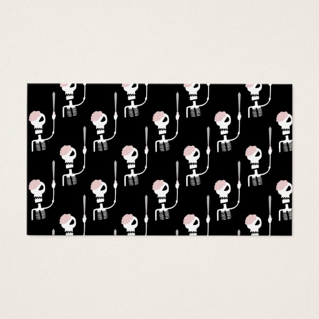 Halloween-skelett med svärd visitkort (Framsidan)