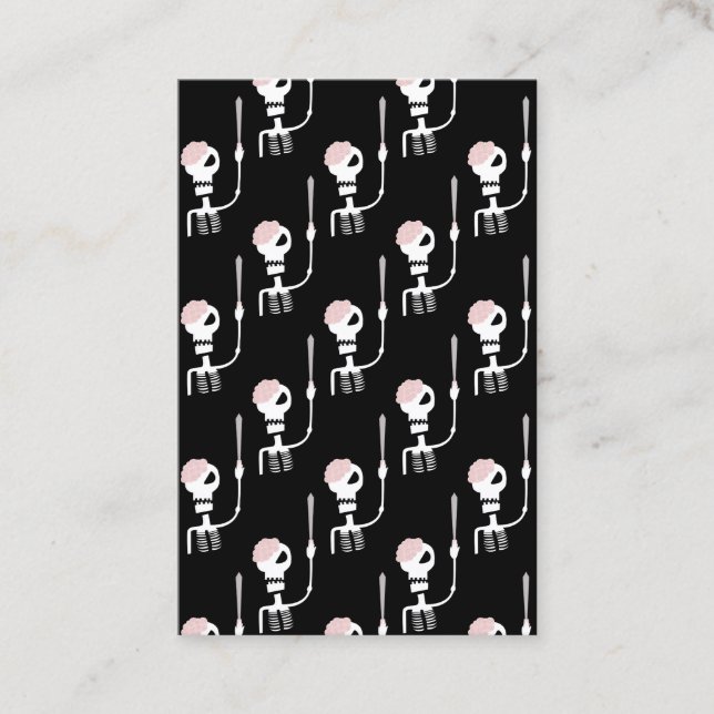 Halloween-skelett med svärd visitkort (Framsida)
