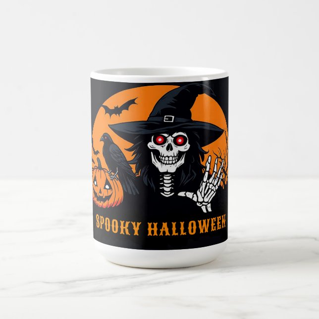 Halloween-skelett och Jack O Lantern-scen 🎃 Kaffemugg (Center)