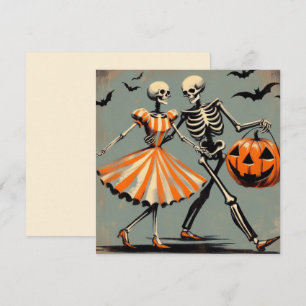Halloween skelett och Jack O'Lantern Vintage Kort