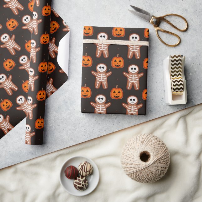Halloween skelett pepparkaka & Jack-o-Lyktor  Presentpapper (Hantverk)