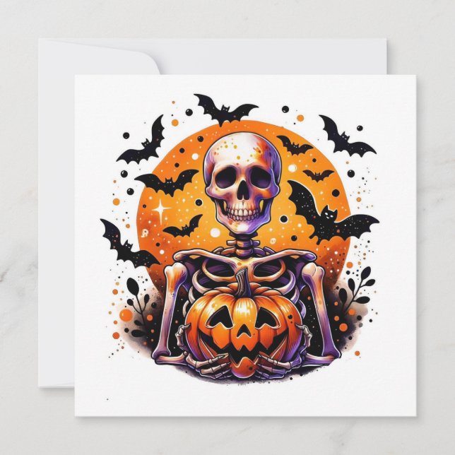 Halloween-skelett platt kort (Framsida)