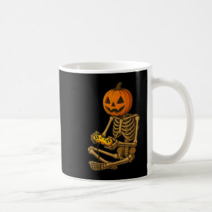 Halloween skelett pumpa Gamer Video spelande män Kaffemugg