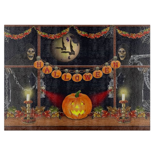 Halloween skelett, pumpor och fladdermöss (Framsidan)