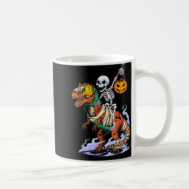 Halloween skelett ridande Mummy T Rex Dinosaurie l Kaffemugg (Höger)