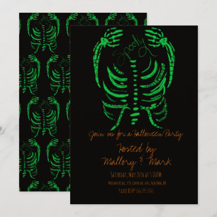 Halloween Skelett Ritning Kostym Fest Inbjudan