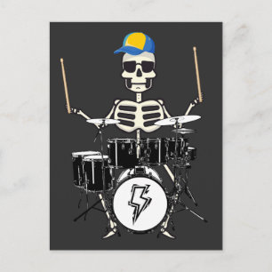 Halloween skelett rockhand trummor spelar vykort