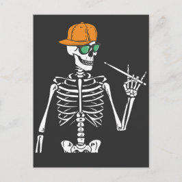 Halloween skelett rockhand trummor spelar vykort