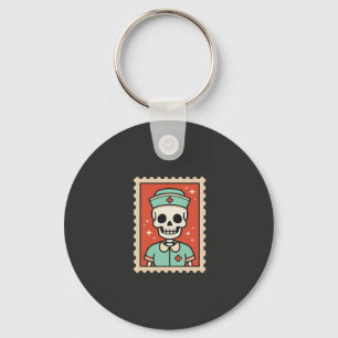 Halloween Skelett Sjuksköterska Stämpel Design_1 Nyckelring
