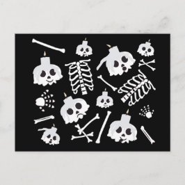 Halloween skelett skalle ben mönster vykort