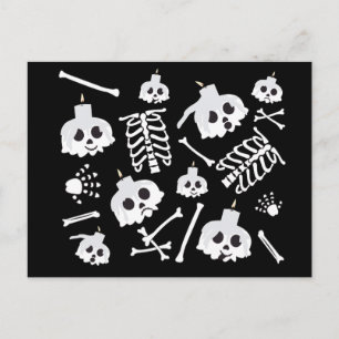 Halloween skelett skalle ben mönster vykort