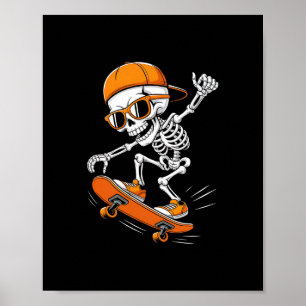 Halloween skelett skateboard rolig skateboardåknin poster