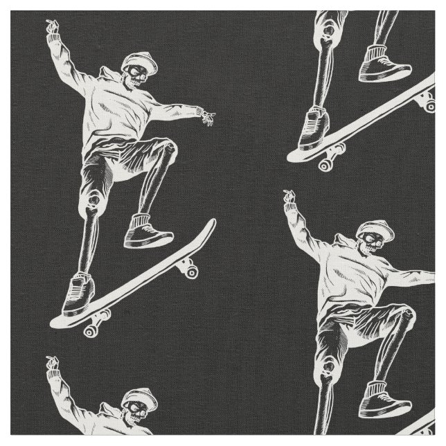 halloween skelett, skateboard vit tyg (Närbild)