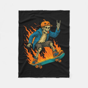 Halloween skelett skateboardpumpa flamma Spo Fleecefilt