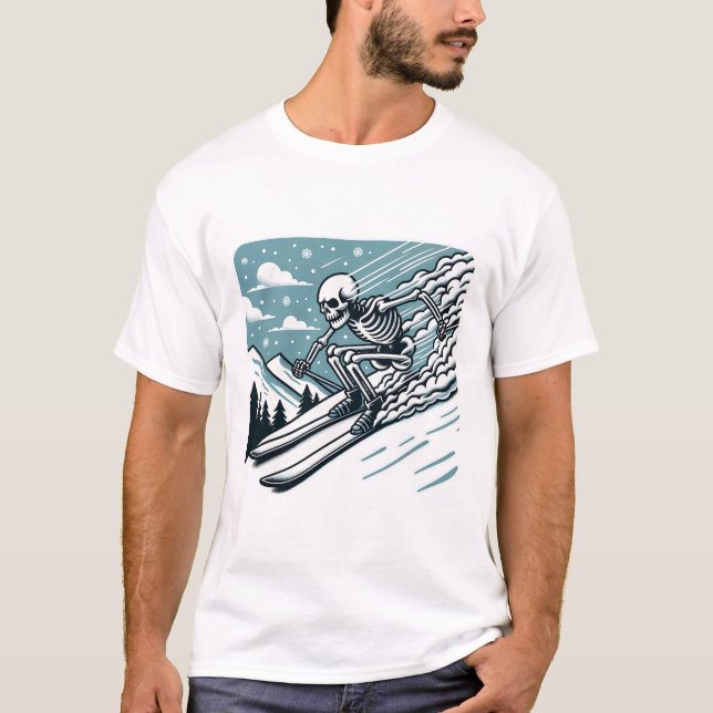 Halloween skelett skidåkning  t shirt (Framsida)