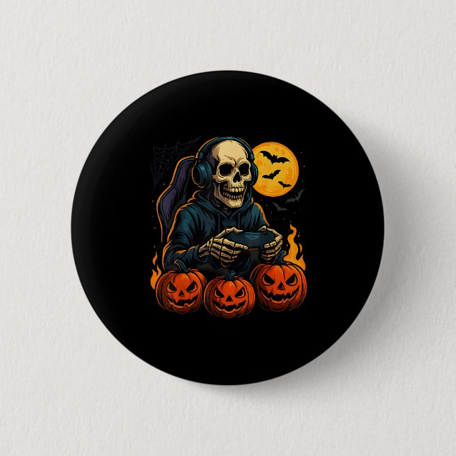 Halloween skelett-spelare med pumpar-kontroll  knapp (Framsida)