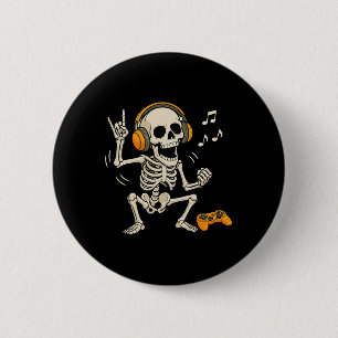 Halloween Skelett Spelare Video Spel Roligt Skelet Knapp