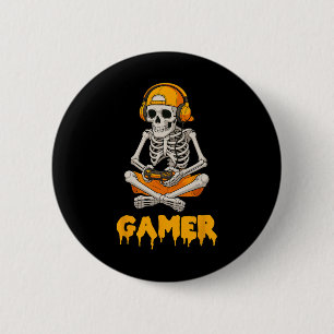 Halloween Skelett Spelare Video Spel Roligt Skelet Knapp