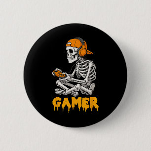 Halloween Skelett Spelare Video Spel Roligt Skelet Knapp