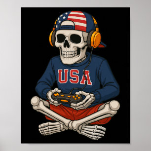 Halloween Skelett Spelare Video Spel Roligt Skelet Poster