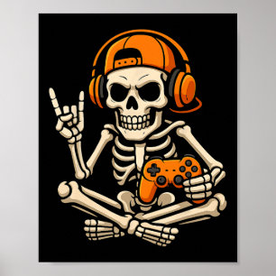 Halloween skelett-spelare videospel tonårspojke poster