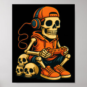 Halloween skelett-spelare videospelet spöke Hallow Poster