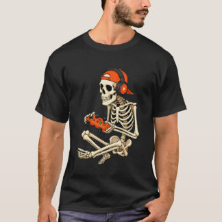 Halloween skelett-spelare videospelet T-shirts för