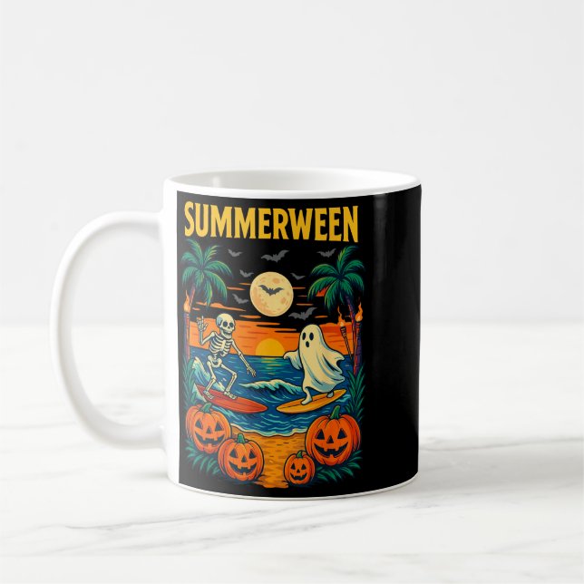 Halloween skelett spök strand kostym läskig kaffemugg (Vänster)