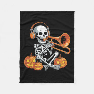 Halloween skelett trombon trombonist fleecefilt