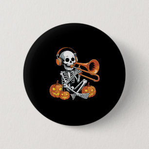 Halloween skelett trombon trombonist knapp