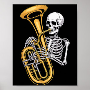 Halloween skelett tuba tubist poster