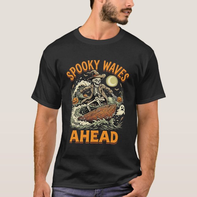 Halloween Skelett Vågryttare T Shirt (Framsida)