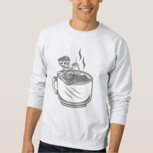 halloween skelett vintage retro på kaffe kopp lång ärmad tröja