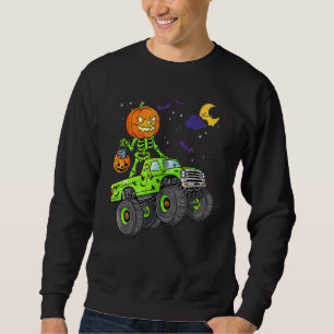 Halloween skelett zombie kör monstertruck Vam Lång Ärmad Tröja
