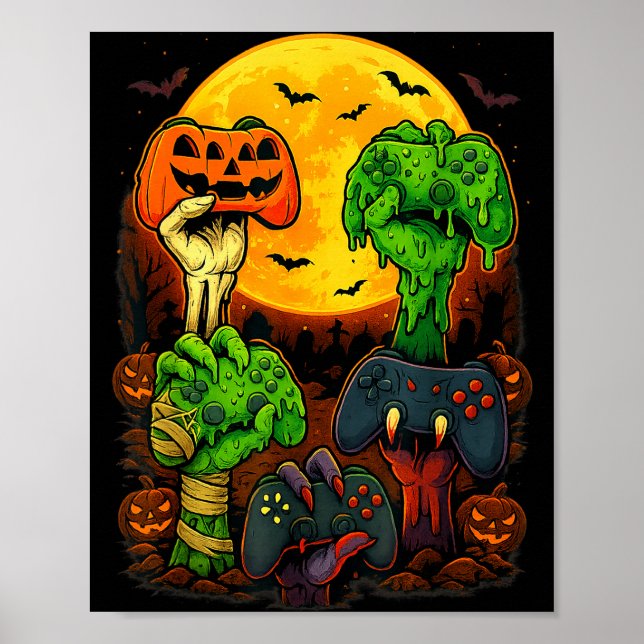 Halloween skelett zombie-mumie spelkontroll  poster (Framsidan)