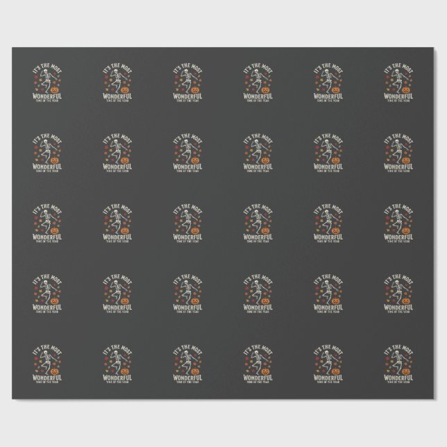 Halloween skelettdans pumpa höst presentpapper (Platt)